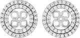14K White Gold 3/4 CTW Natural Diamond Earring Jackets for 8 mm Pearl Stud Earrings