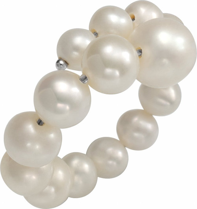 Sterling Silver Cultured White Freshwater Pearl Ring