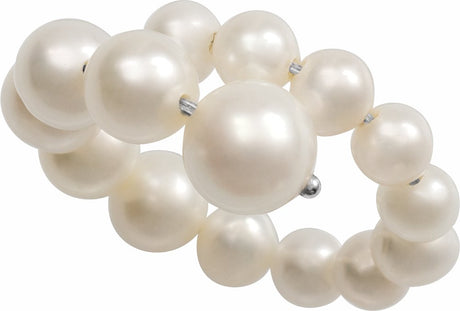 Sterling Silver Cultured White Freshwater Pearl Ring