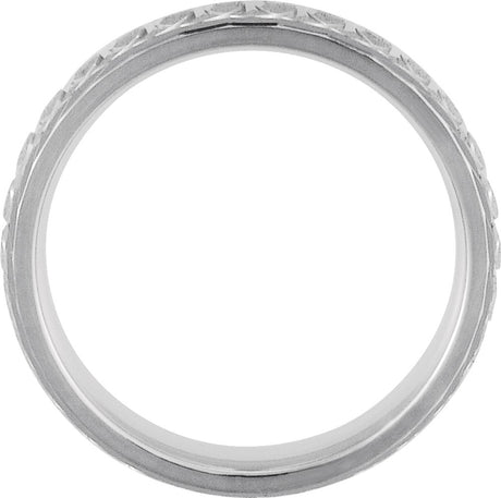 14K White 6 mm Patterned Comfort-Fit Band