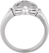 14K White .03 CTW Natural Diamond Claddagh Band