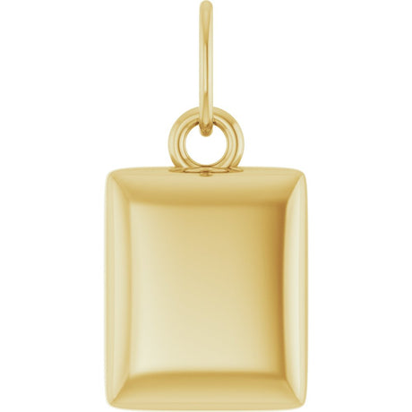 14K Yellow Gold Engravable Puffed Dog Tag Pendant