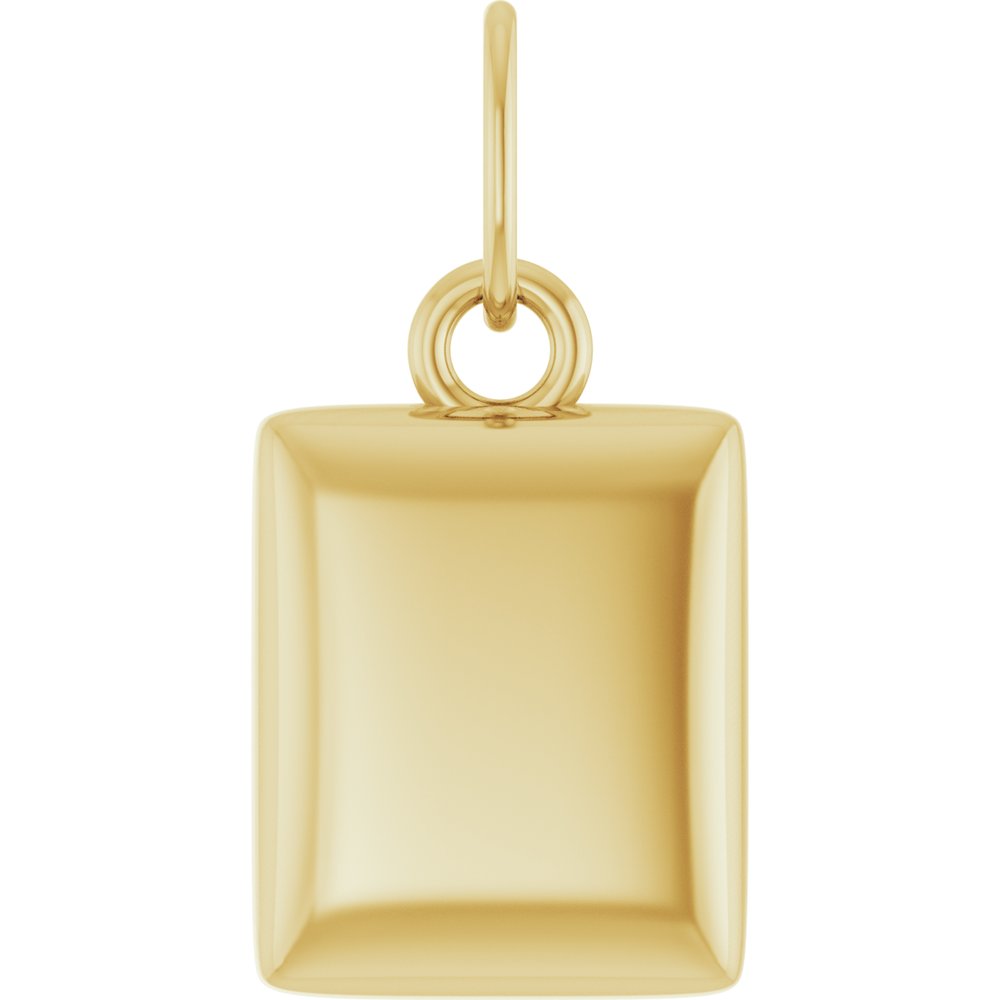 14K Yellow Gold Engravable Puffed Dog Tag Pendant