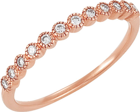14K Rose Gold 1/6 CTW Natural Diamond Anniversary Band Size 7