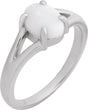 Sterling Silver Natural White Opal Cabochon Ring