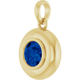 14K Yellow Gold Lab-Grown Blue Sapphire Solitaire Charm/Pendant