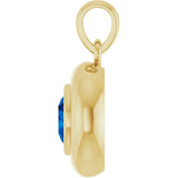 14K Yellow Gold Lab-Grown Blue Sapphire Solitaire Charm/Pendant