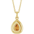 14K Yellow Gold Natural Citrine Solitaire 16-18" Necklace