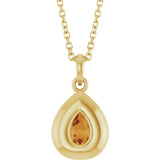 14K Yellow Gold Natural Citrine Solitaire 16-18" Necklace