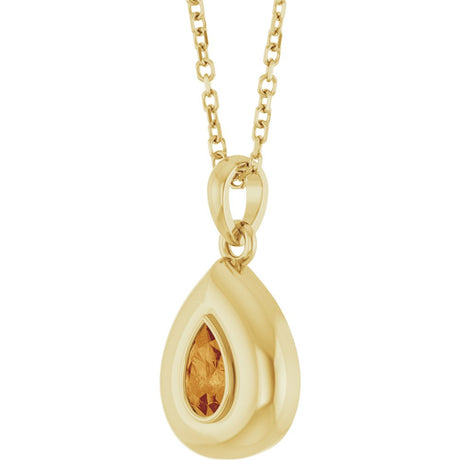 14K Yellow Gold Natural Citrine Solitaire 16-18" Necklace
