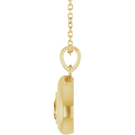 14K Yellow Gold Natural Citrine Solitaire 16-18" Necklace
