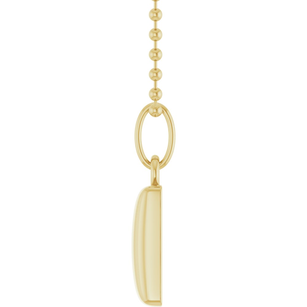 14K Yellow Gold Engravable Puffed Dog Tag 18" Necklace