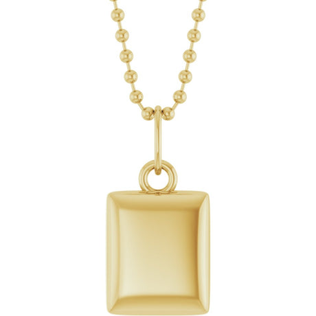 14K Yellow Gold Engravable Puffed Dog Tag 18" Necklace