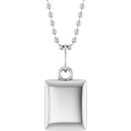 Sterling Silver Engravable Puffed Dog Tag 18" Necklace