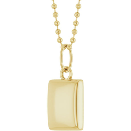 14K Yellow Gold Engravable Puffed Dog Tag 18" Necklace