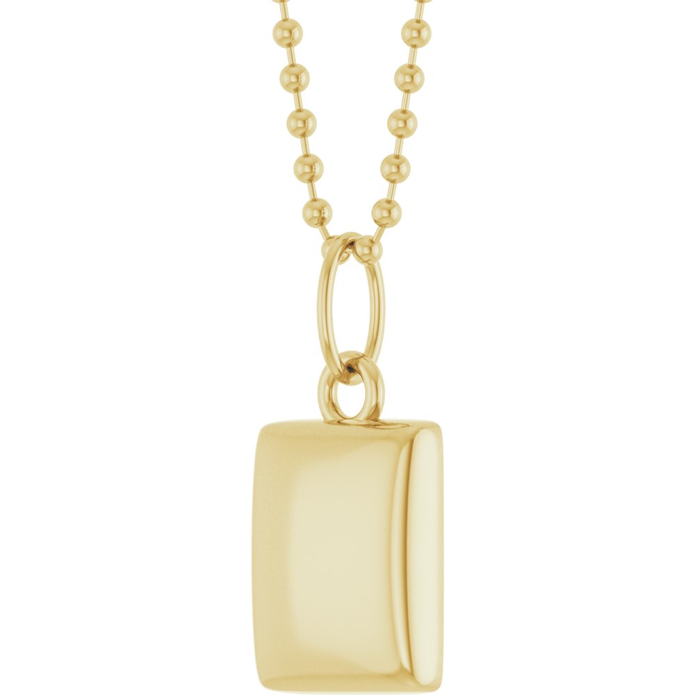 14K Yellow Gold Engravable Puffed Dog Tag 18" Necklace