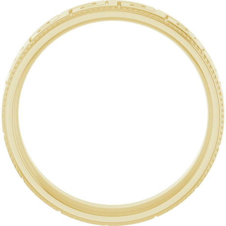 14K Yellow Gold 6 mm Greek Key Milgrain Band Size 8