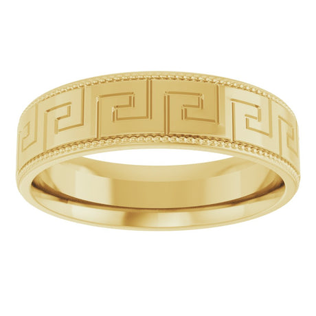 14K Yellow Gold 6 mm Greek Key Milgrain Band Size 10