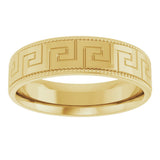 14K Yellow Gold 6 mm Greek Key Milgrain Band Size 8