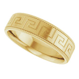 14K Yellow Gold 6 mm Greek Key Milgrain Band Size 8