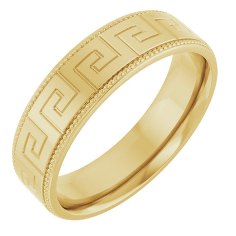 14K Yellow Gold 6 mm Greek Key Milgrain Band Size 8
