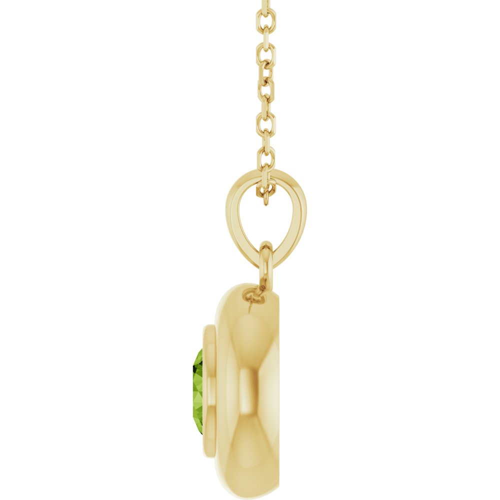 14K Yellow Gold Natural Peridot Solitaire 16-18" Necklace