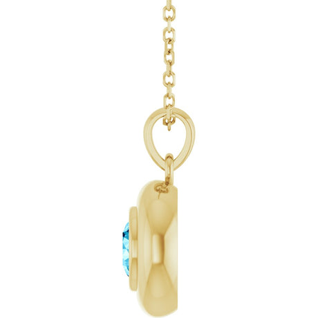 14K Yellow Gold Natural Aquamarine Solitaire 16-18" Necklace