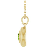 14K Yellow Gold Natural Peridot Solitaire 16-18" Necklace