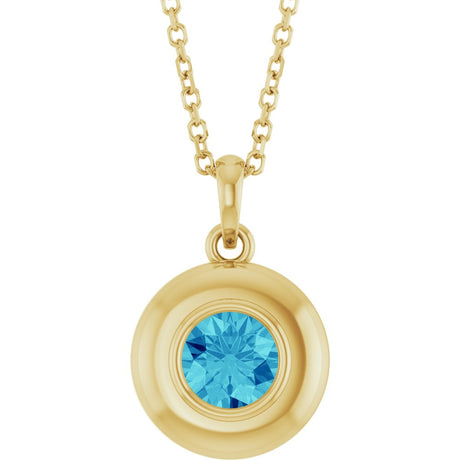 14K Yellow Gold Natural Zircon Solitaire 16-18" Necklace