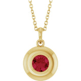 14K Yellow Gold Lab-Grown Ruby Solitaire 16-18" Necklace
