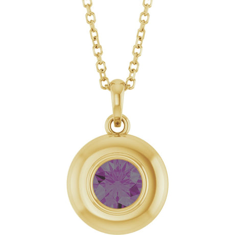14K Yellow Gold Lab-Grown Alexandrite Solitaire 16-18" Necklace