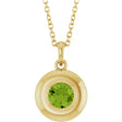 14K Yellow Gold Natural Peridot Solitaire 16-18" Necklace