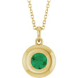 14K Yellow Gold Lab-Grown Emerald Solitaire 16-18" Necklace