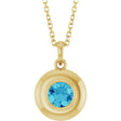 14K Yellow Gold Natural Zircon Solitaire 16-18" Necklace