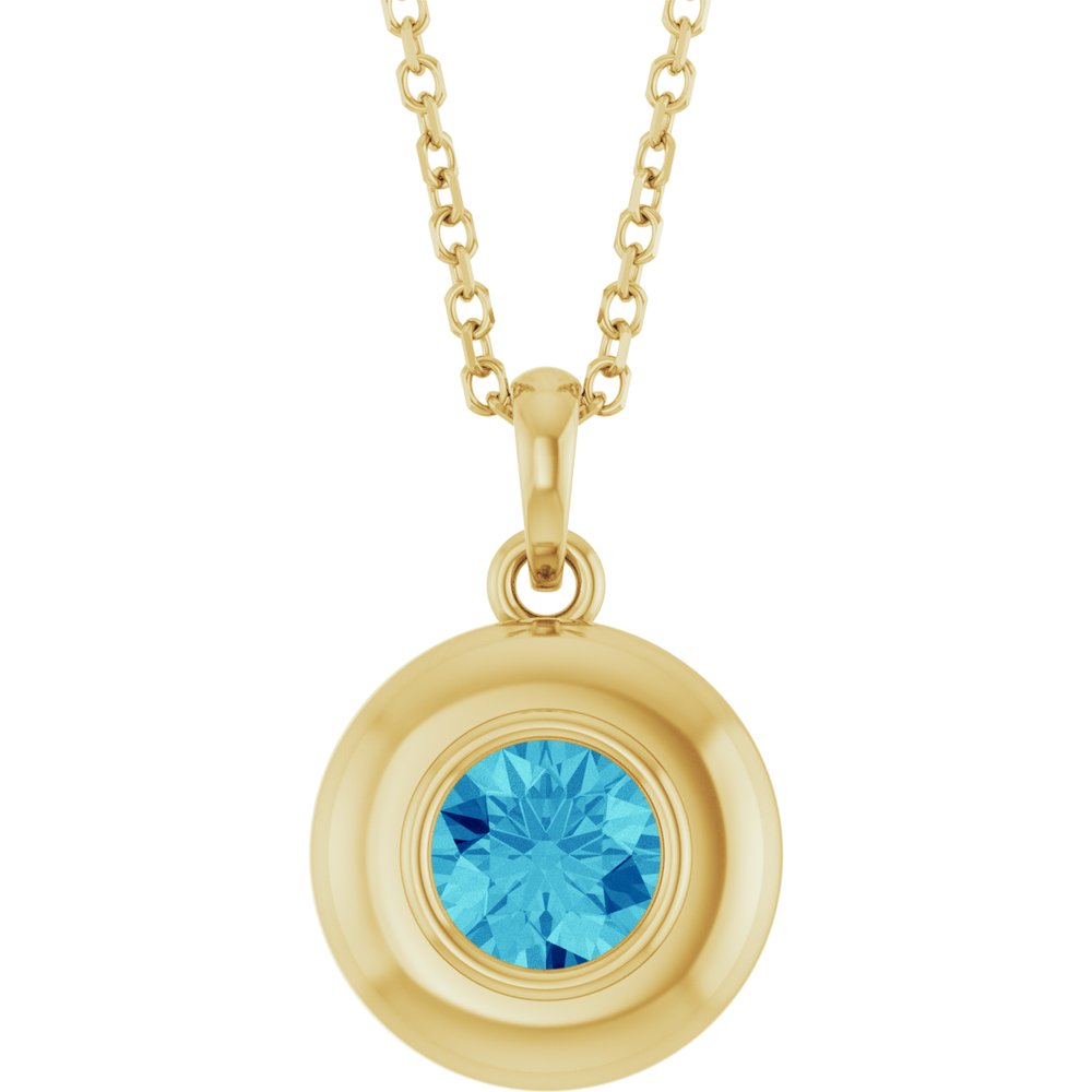 14K Yellow Gold Natural Zircon Solitaire 16-18" Necklace
