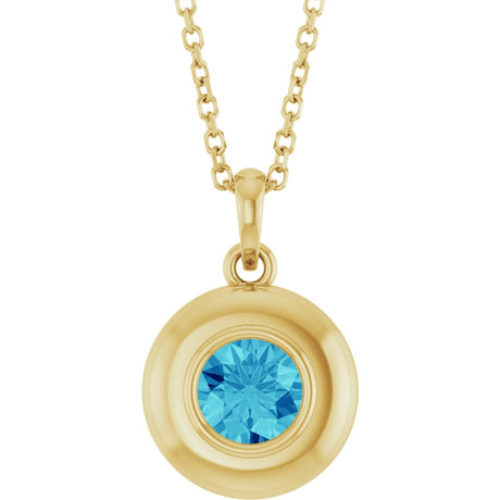 14K Yellow Gold Natural Zircon Solitaire 16-18" Necklace