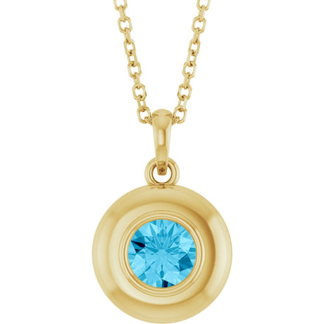 14K Yellow Gold Natural Aquamarine Solitaire 16-18" Necklace