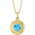 14K Yellow Gold Natural Aquamarine Solitaire 16-18" Necklace