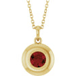 14K Yellow Gold Natural Mozambique Garnet Solitaire 16-18" Necklace