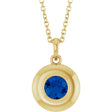 14K Yellow Gold Lab-Grown Blue Sapphire Solitaire 16-18" Necklace
