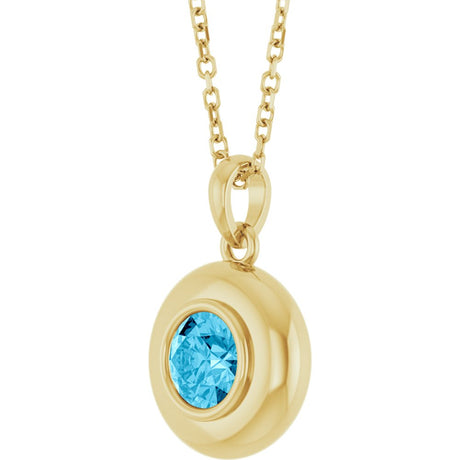 14K Yellow Gold Natural Aquamarine Solitaire 16-18" Necklace