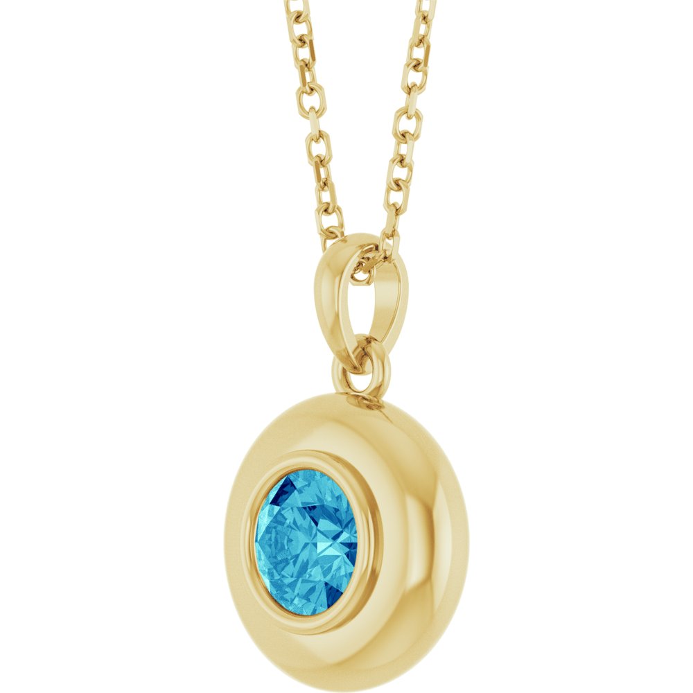 14K Yellow Gold Natural Zircon Solitaire 16-18" Necklace