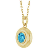 14K Yellow Gold Natural Zircon Solitaire 16-18" Necklace