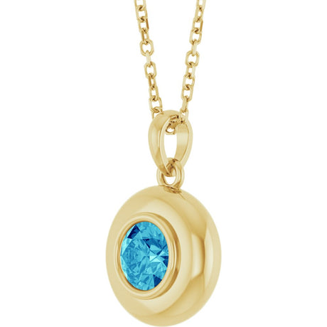 14K Yellow Gold Natural Zircon Solitaire 16-18" Necklace