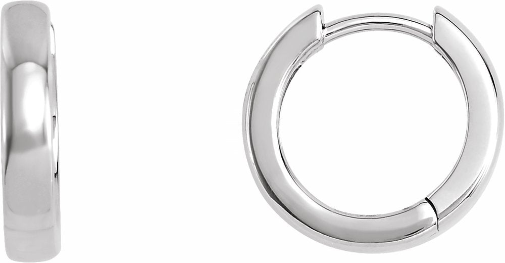 14K White 14 mm Hoop Earrings