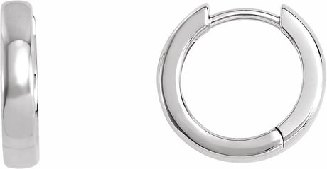 14K White Gold Hinged 14 mm Hoop Earrings