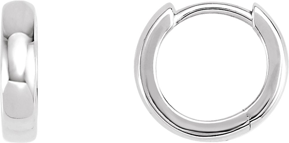 14K White Gold Hinged 10 mm Hoop Earrings