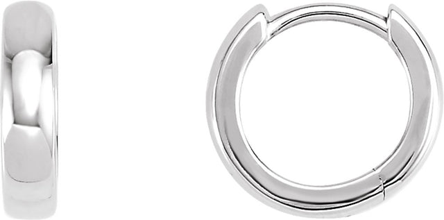 14K White Gold Hinged 11.5 mm Hoop Earrings