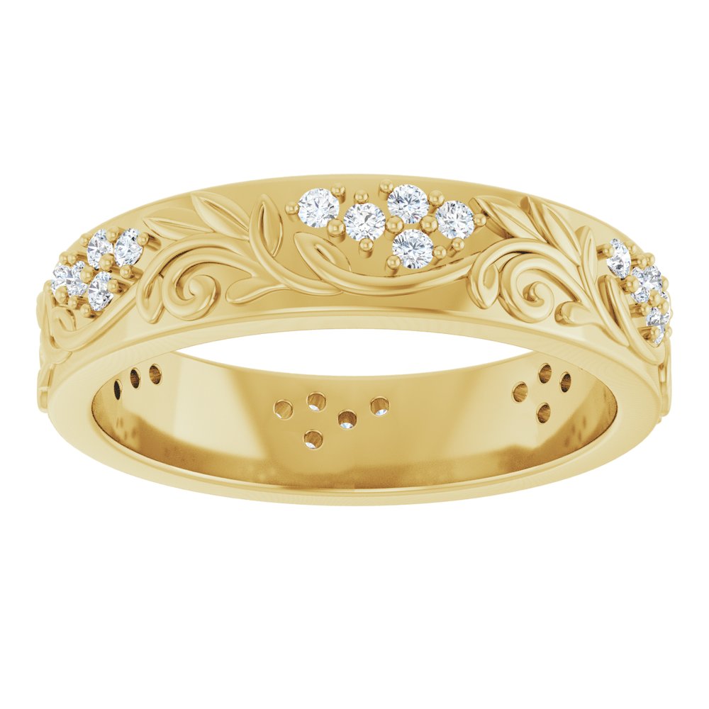14K Yellow Gold 3/8 CTW Natural Diamond Floral Band