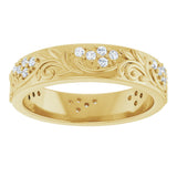 14K Yellow Gold 3/8 CTW Natural Diamond Floral Band